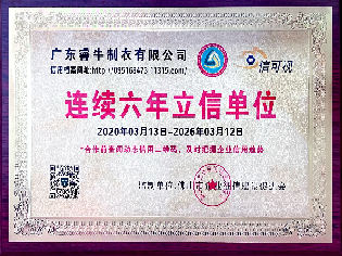 連續六年立信單位證書